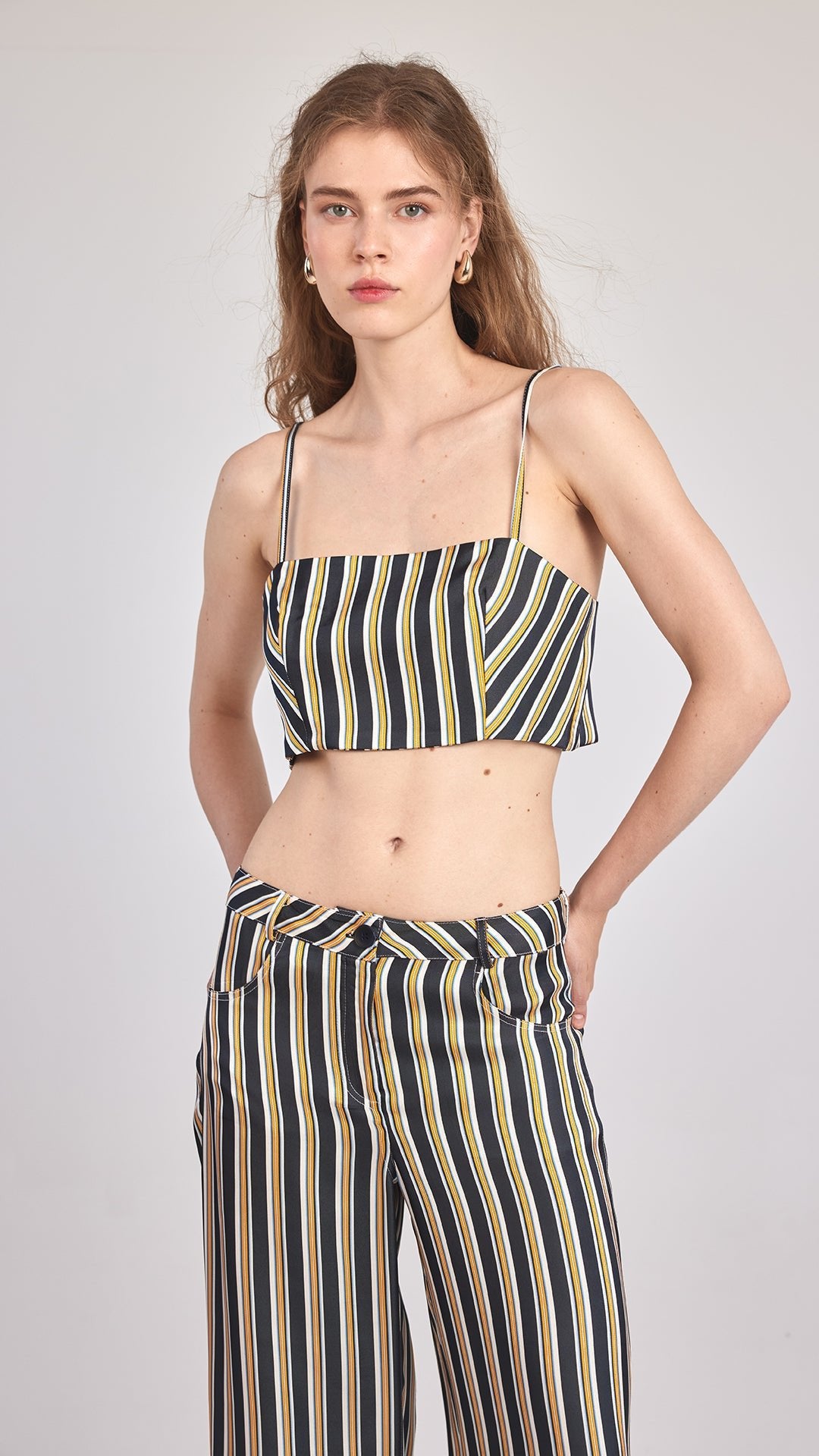 AYLA - Çizgili Bol Paça Pantolon - Aíla