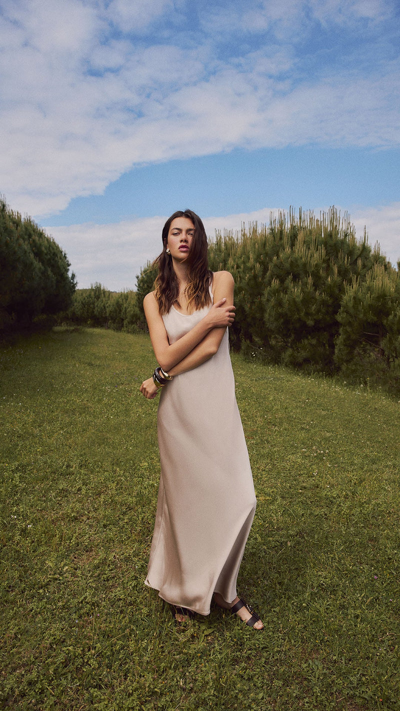 BELLA - Saten Maxi Elbise - Aíla