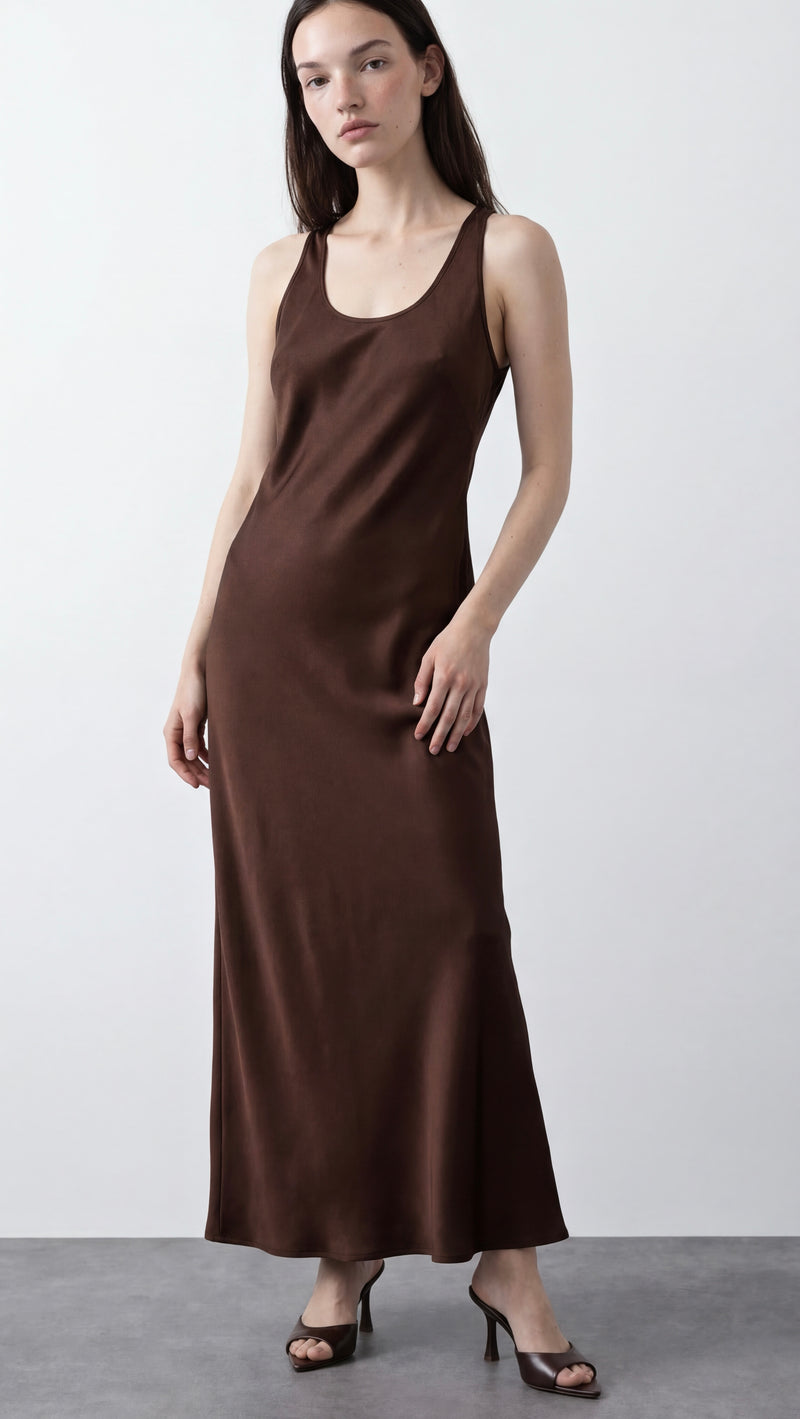 BELLA - Saten Maxi Elbise