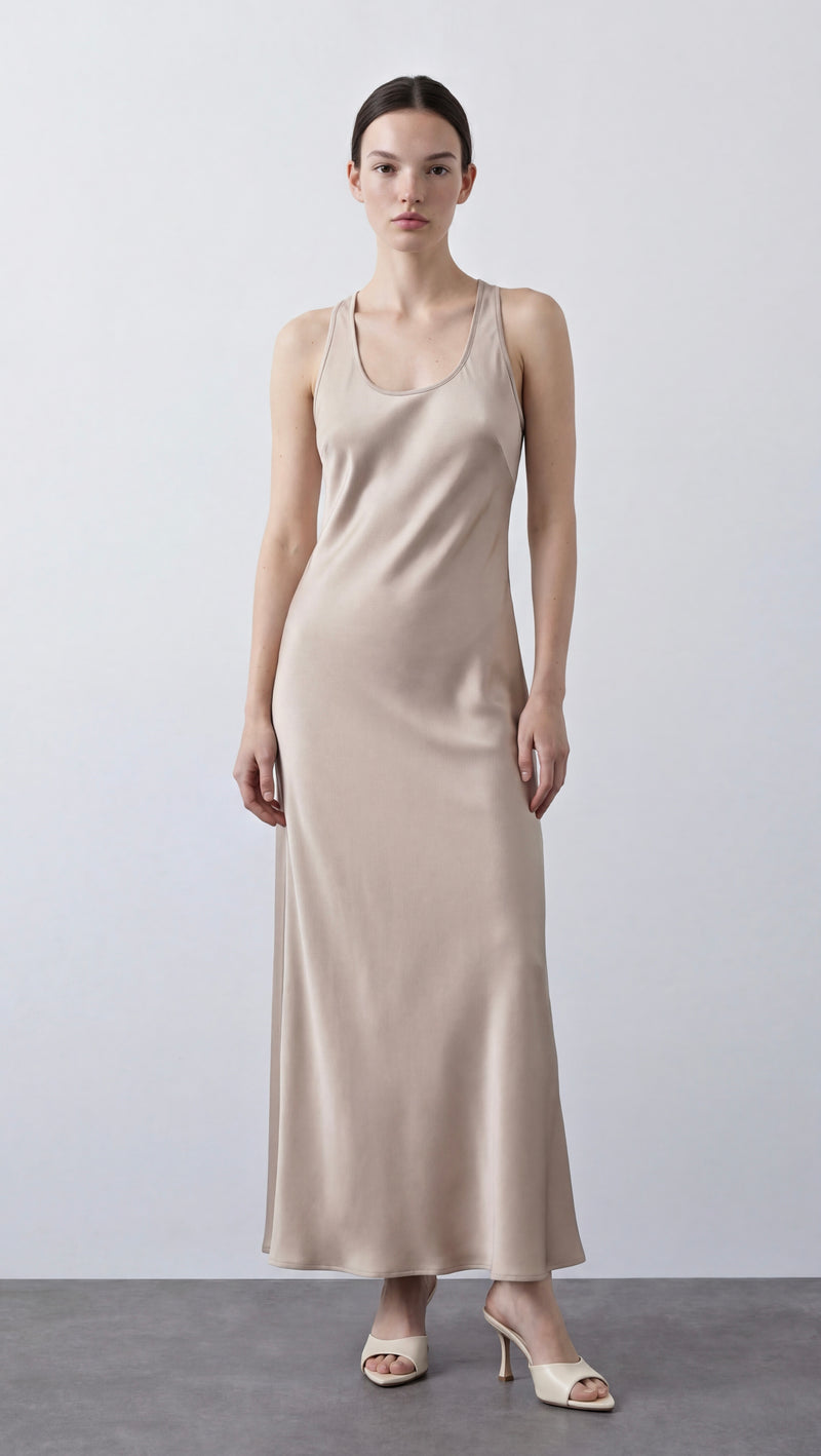 BELLA - Saten Maxi Elbise