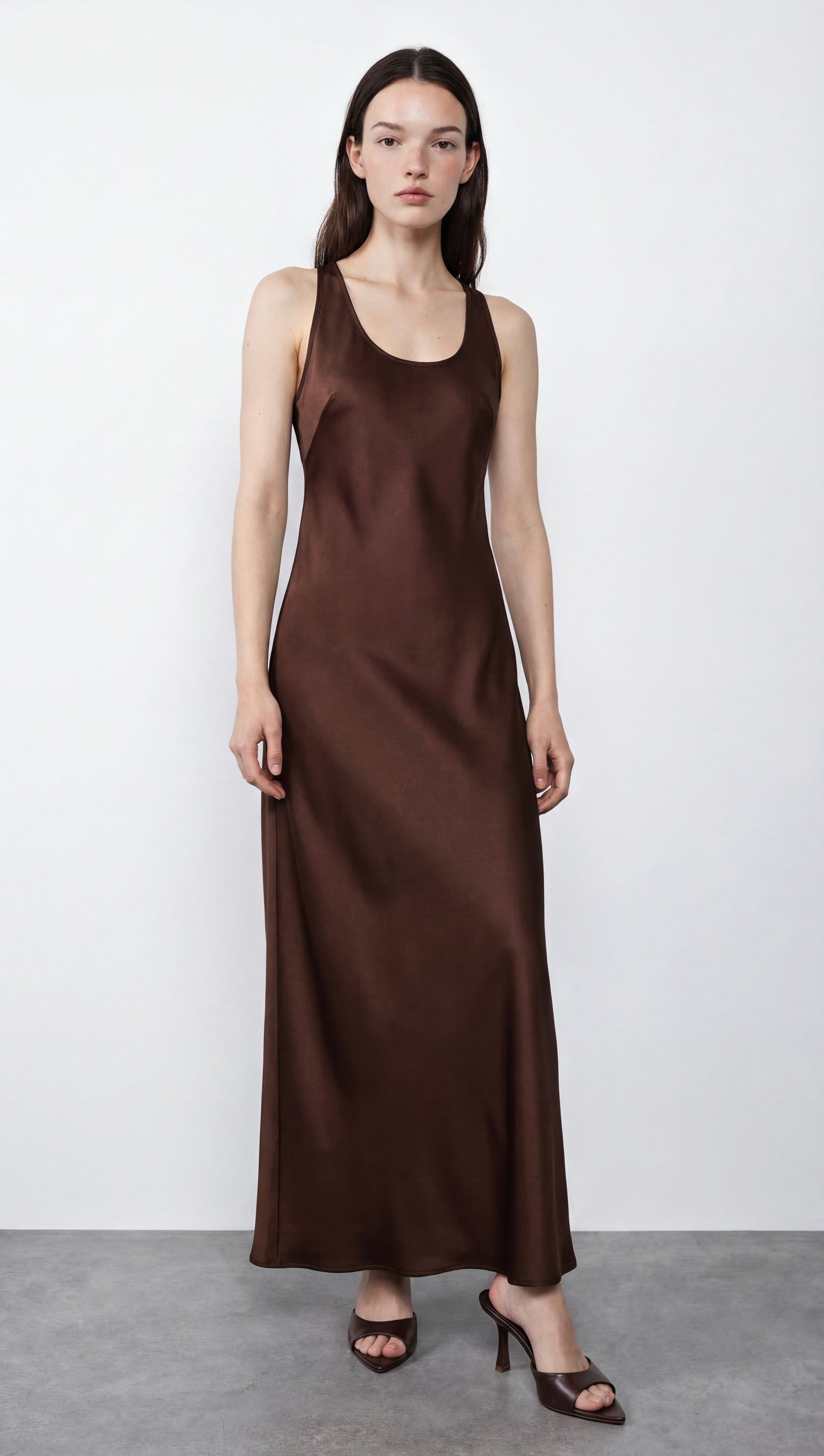 BELLA - Saten Maxi Elbise
